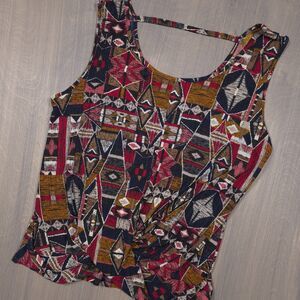 Naif Geometric Aztec-Style Sleeveless Blouse